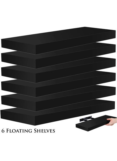 Buy 6 Pcs Set of Floating Shelves for Wall Decor Wall Shelves for Bedroom Storage Large Deep Wall Mounted Shelves for Bathroom Towels Laundry Living Room Kitchen Closet in Saudi Arabia