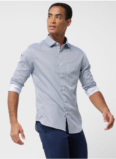 اشتري Thomas Scott Classic Slim Fit Opaque Geometric Printed Pure Cotton Formal Shirt في السعودية