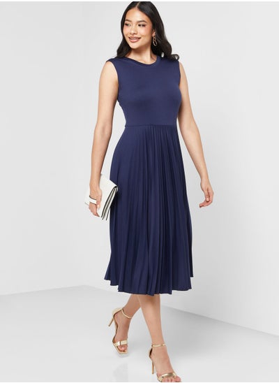 Buy Round Neck Ruched Dress in UAE