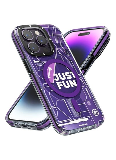 اشتري Magnetic Technology Circuit (MagFit) compatible with MagSafe for iPhone 14 Pro Max case cover Full Protection, Military Shockproof, Soft Bumper, Translucent Matte Hard Back Cover - Purple في الامارات