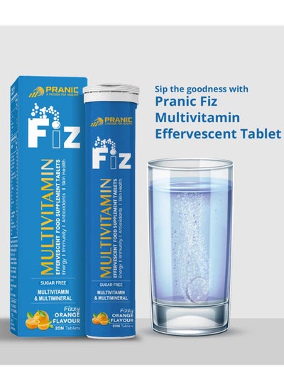 اشتري Fiz Multivitamin Efferevescent Tablet  | Orange Flavour | 20 Tablets في الامارات