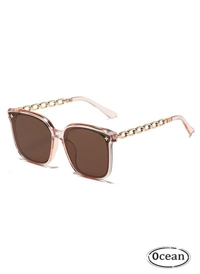 Buy Classic Square Frame Fashion Sunglasses, Metal Chain Arm Design Sunglasses, Large Frame UV Protection Sunglasses for Women in UAE