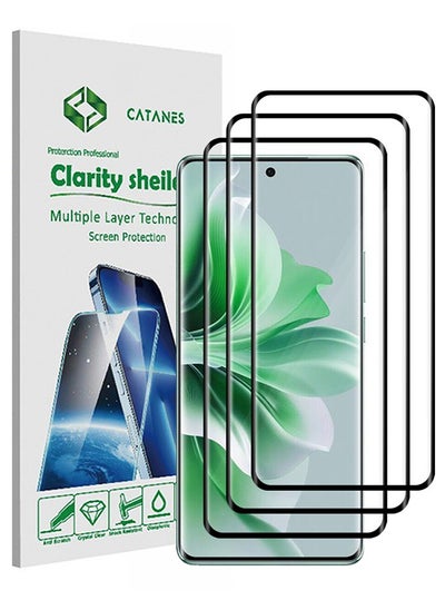 اشتري 3 Pack For Oppo Reno11 Screen Protector Full Coverage Screen Protector Clear Anti-Bubble Shield Tempered Glass Screen Protector في الامارات