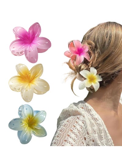 Buy 3 Pcs Flower Hair Clip, Strong Hold Nonslip Hair Clips, Hair Accessories for Holiday Gifts  Accessory For Women Ponytails (Yellow+Blue+Pink) in Saudi Arabia