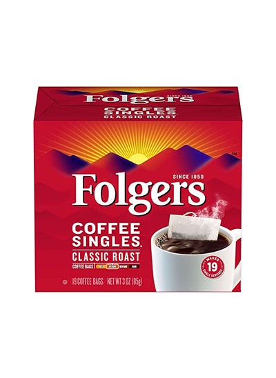 Buy Folgers Coffee Singles Classic Roast-19 Coffee Bags in UAE