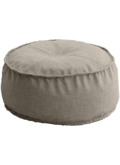 Buy Linen Round Ottomans Floor Cushion Light Beige in Saudi Arabia