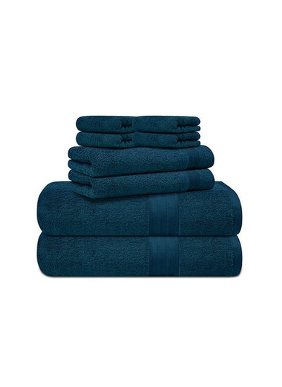 اشتري 8 pc Luxury Home Linen, 100% Premium Cotton, 550 gsm, High Quality Weaving, Durable, Soft and Absorbent,  2 Bath Towel 70x140cm, 2 Hand Towel 40x70cm, 4 Face Towel 30x30cm, T Blue, Made in Pakistan في الامارات