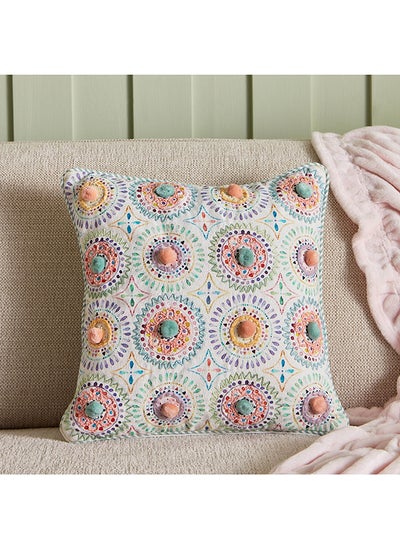 Buy Glimmer Circle Printed and Embroidered Filled Cushion 40 x 40 cm in Saudi Arabia