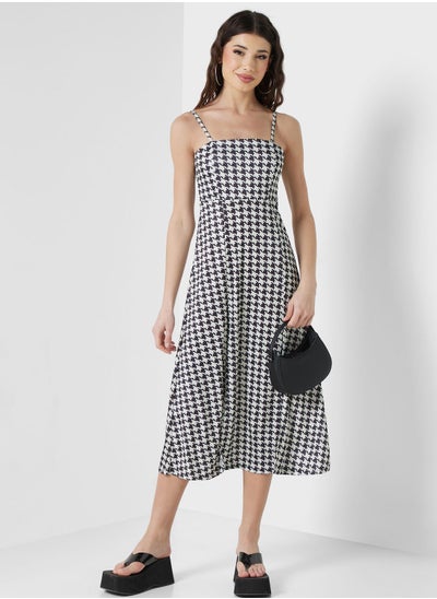 اشتري Strappy Houndstooth Pattern Dress في السعودية