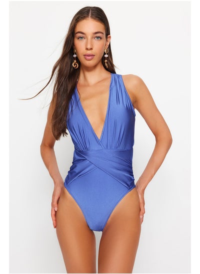 Buy Sax Deep Decollete Draped Regular Swimsuit TBESS21MA0042 in Egypt