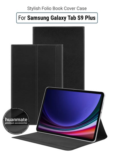 Buy Stylish Protective Folio Book Case Cover For Samsung Galaxy Tab S9 Plus Black in Saudi Arabia