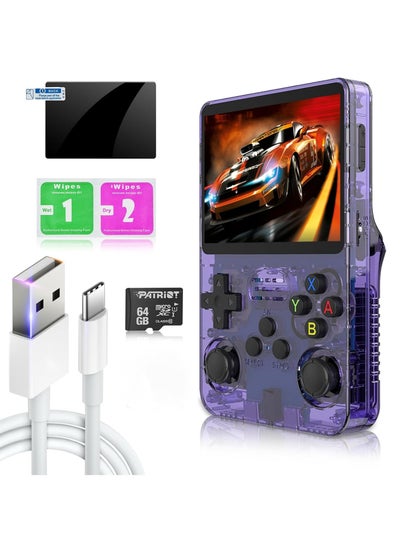 Buy R36S Handheld Retro Gaming Console Linux System with 128G TF Card, Preloaded with 15000+ Games, Retro Video Game Console 3.5-inch IPS Screen (Purple 128G) in Saudi Arabia