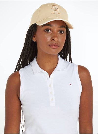 Buy Women's Prep Th Monogram Embroidery Baseball Cap -  Pure organic cotton, Beige in UAE