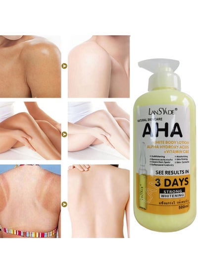 Buy Natural skincare AHA white body lotion alpha hydroxy acids + vitamin c&e see results in 3days strong whitening 500ml in Saudi Arabia