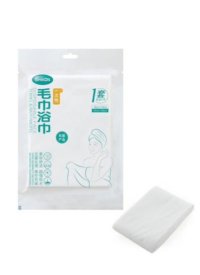 اشتري Disposable Bath Towels Set, Absorbent Hair Towel Soft Portable Individual Packing Wash Towel for Travel, Hotel, Business Trip, SPA في السعودية