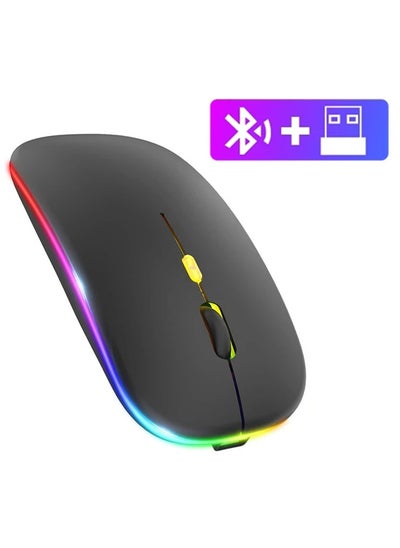 اشتري LED Wireless Mouse USB Rechargeable Bluetooth-compatible RGB Mouse Silent Ergonomic Mouse With Backlight For Laptop PC ipad في السعودية