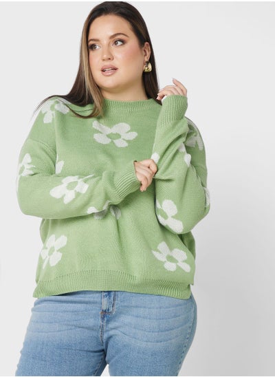 Buy Printed Crew Neck Sweater in Saudi Arabia