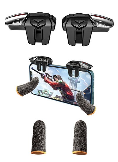 Buy Mobile Game Controller Trigger, 6 Finger Game Trigger, Sensitive Shoot Target&Metal Buttons for PUBG/Fortnite/Call of Duty/Rules of Survival and many other games(include 2pcs Finger Sleeves) in Saudi Arabia