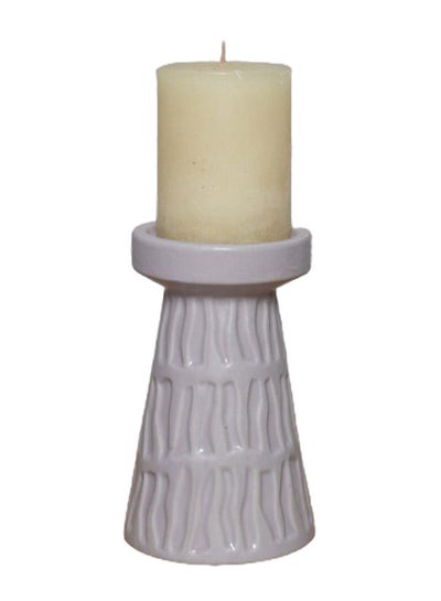 Buy Seth Pillar Candle Holder, Purple - 11x11x18 cm in UAE