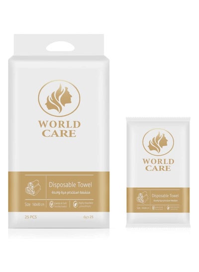 Buy World Care Disposable Towels, Size 160*80, 25 Pieces in Saudi Arabia