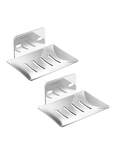 Buy ECVV 2Pcs Soap Dish Holder, Wall Mounted Soap Dish Rack, Self Draining No Drilling Foldable Storage, Rustproof Thicken Stainless Steel, Sponge Tray Bar for Shower Bathroom & Kitchen, Sink (Silver03) in UAE