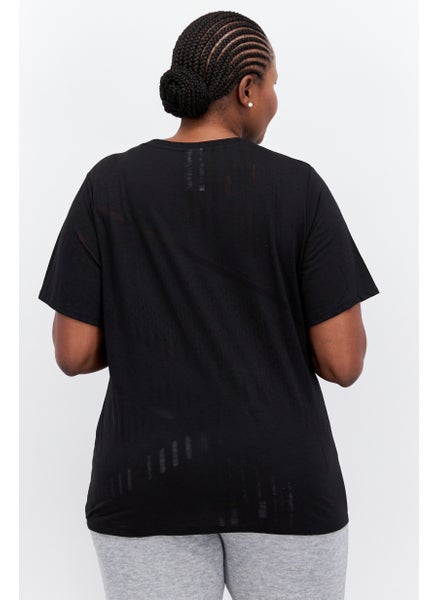 Buy Women Plus Size Short Sleeve Outdoor T Shirt, Black in UAE