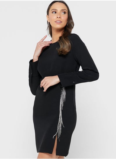 Buy Crew Neck Knitted Dress in Saudi Arabia