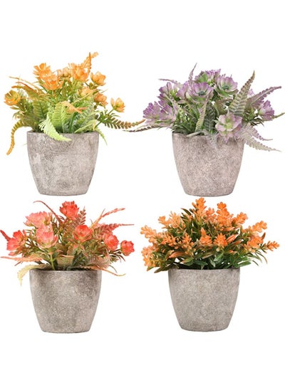 اشتري 4 Pcs Mini Artificial Potted Plants Multicolor في الامارات