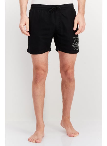 اشتري Men Brand Logo Board Shorts Swimwear, Black في الامارات