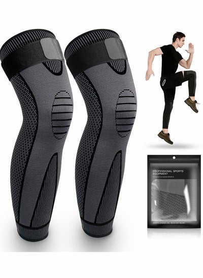 اشتري Leg Compression Sleeve Full Leg  Long Knee Brace for Men Women Knee Support Protector for Running,Weightlifting, Workout, Joint Pain Relief, Meniscus Tear, Arthritis, Tendinitis 2 Pack في الامارات