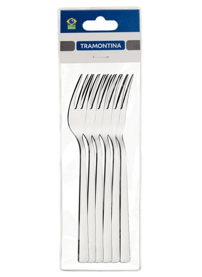 Buy Oslo 6 Pieces Stainless Steel Cake Fork Set with High Gloss Finish in UAE