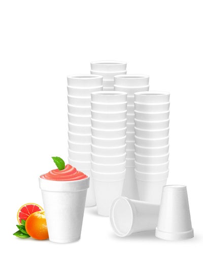 Buy 12 Oz Disposable Styrofoam Cups, 50 Pcs White Foam Cup Insulates Hot & Cold Beverages, Made in the USA, To-Go Cups - for Coffee, Tea, Hot Cocoa, Soup, Broth, Smoothie, Soda, Juice in UAE