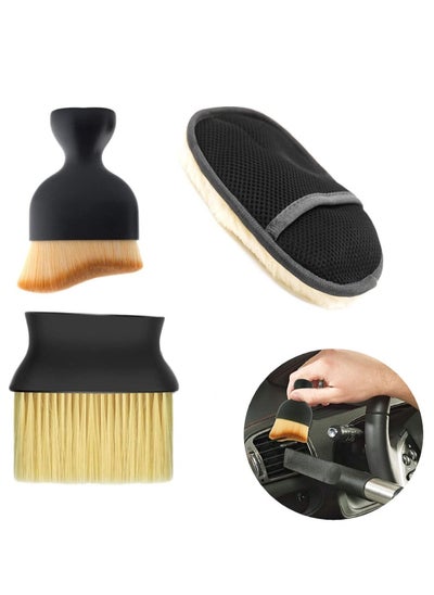 Buy Car Detailing Brush Set Auto Interior Dust Brush and Microfiber Soft Fleece Car Wash Gloves for Cleaning Automotive Dashboard Air Conditioner Vents Leather Computer in UAE