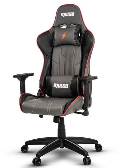 Buy DROGO Ergonomic Gaming Chair with Adjustable Seat Height PU Leather Material 3D Armrest Video Game Chair with Head & Lumbar Support Pillow Desk Chair Home & Office Chair with Recline Grey in UAE