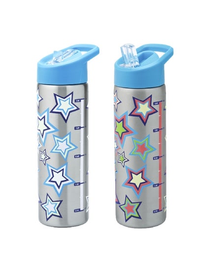 Buy Star Printed Stainless Steel Color Changing Water Bottle Silver and Blue 750 ml 34257 in Saudi Arabia