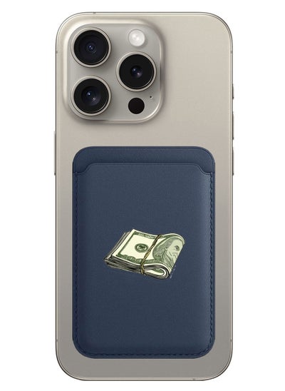 Buy Magnetic Wallet, Compatible with MagSafe Wallet, for iPhone Wallet, for iPhone 16/15/14/13/12 Series, Not for iPhone 13/12 mini, 3 Card Holder, Vegan Leather, Navy - Cash Sticker in UAE