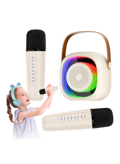 Buy Karaoke Bluetooth Speaker with 2 Wireless Mic,Mini Portable Bluetooth Speaker with Microphone,Colorful Ambient Light for Family Gatherings and Entertainment in Saudi Arabia