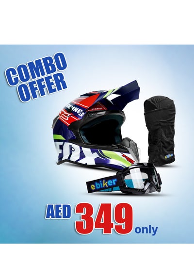 Buy Motocross Helmet (L) Ebiker Goggle And Ebiker Face Mask Combo Offer in UAE