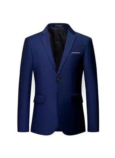 Buy Suit Mens Business Casual Single Button White Suit Korean Style Slim Fit Plus Size Professional Dress Groom Dress Fashion Navy in UAE