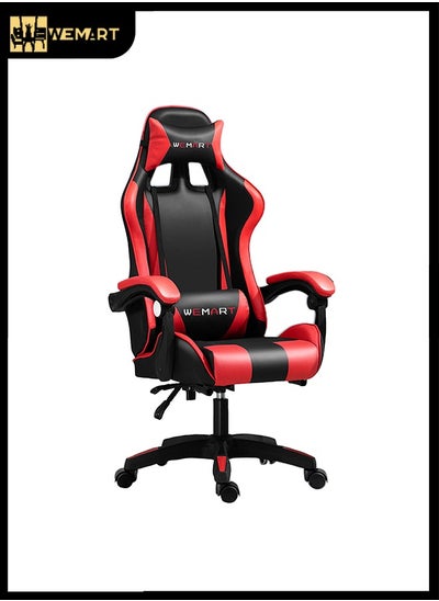 اشتري Computer Gaming Chair, Ergonomic High Back Gaming Chair, Tilt and Height Adjustable Computer Chair with Neck Massaging Lumbar Support, Comfort Armrest Headrest Red في السعودية