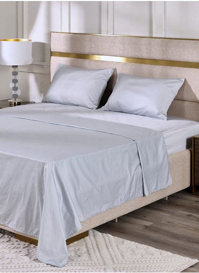 Buy Serena Super King Flat Sheet Set, Silver – 300 TC, 274x274 cm in UAE