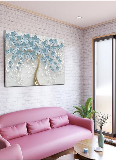 Buy Canvas Wall Art Stretched Over Wooden Frame with Blue Tree Painting in Saudi Arabia