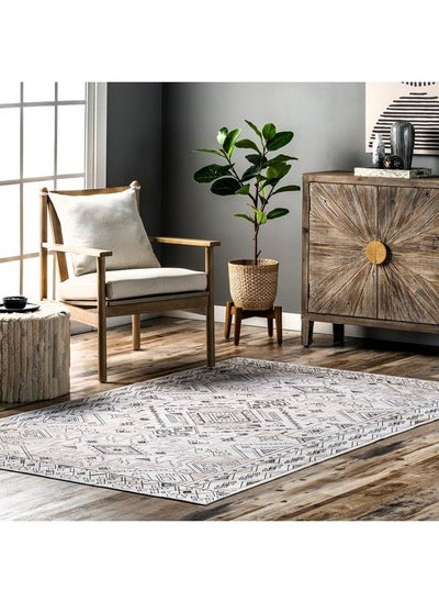 اشتري Malena Tribal Bordered Machine Washable Area Rug 5' X 8' Light Gray في الامارات