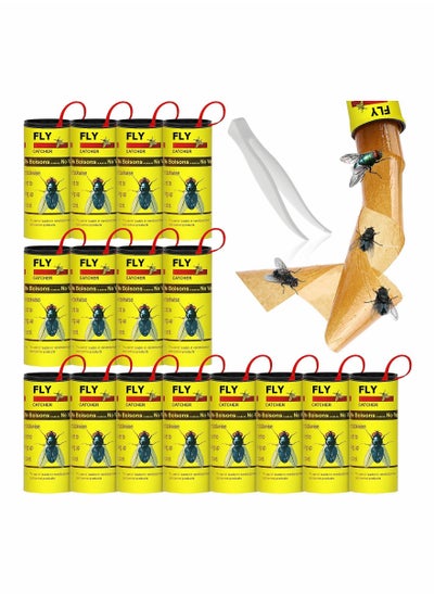 Buy 32 Pack Pesticide Free Fly Paper, Sticky Fly Catchers Set for Outdoors and Indoors or Greenhouse Use in UAE