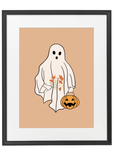 اشتري Halloween Ghost and Pumpkin Framed Poster 50x40cm - Spooky Wall Art Decor for Home, Office, or Party , Trick or Treat Pumpkin Artwork, Halloween Decoration Gift Idea في الامارات