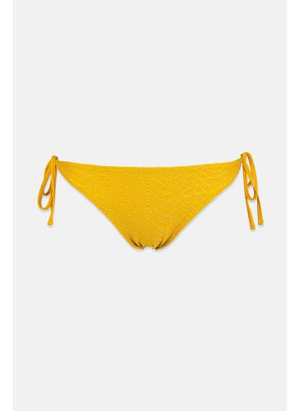 اشتري Women Side Tie Textured Bikini Bottom, Gold في السعودية