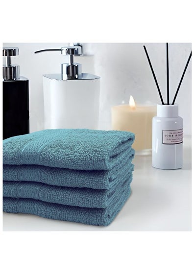 Buy Daffodil (Light Blue) Premium Face Towel (30x30 Cm-Set of 12) 100% Cotton, Highly Absorbent and Quick dry, Hotel and Spa Quality Bath linen with Stripe Diamond Dobby-500 Gsm in UAE