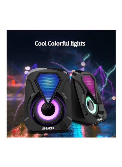 Buy USB Wired Computer Speakers Bass Stereo Subwoofer Colorful LED Light for Laptop Smartphones MP3 Player in Saudi Arabia