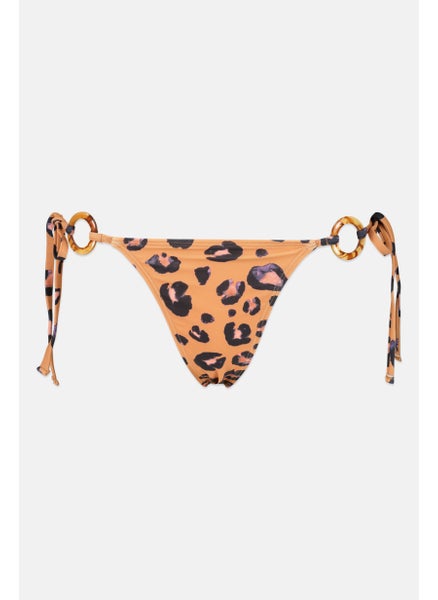 اشتري Women Animal Print Side Tie Bikini Bottom, Brown Combo في الامارات