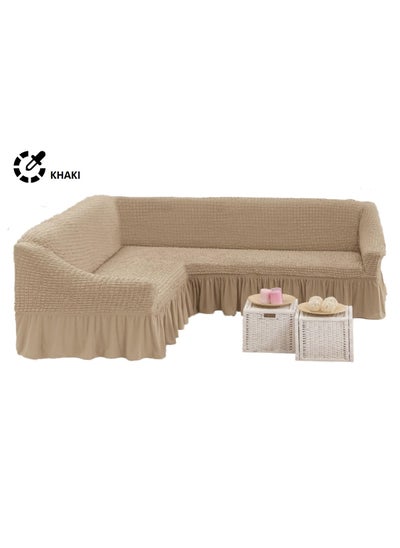 Buy Sofa Cover L  Shape Super Stretchable Anti-Wrinkle Slip Flexible Resistant 5.5 Meter in Saudi Arabia